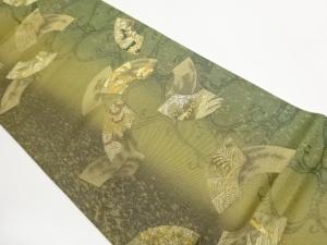 引箔地紙に松竹・菊・変わり唐草模様織出し袋帯